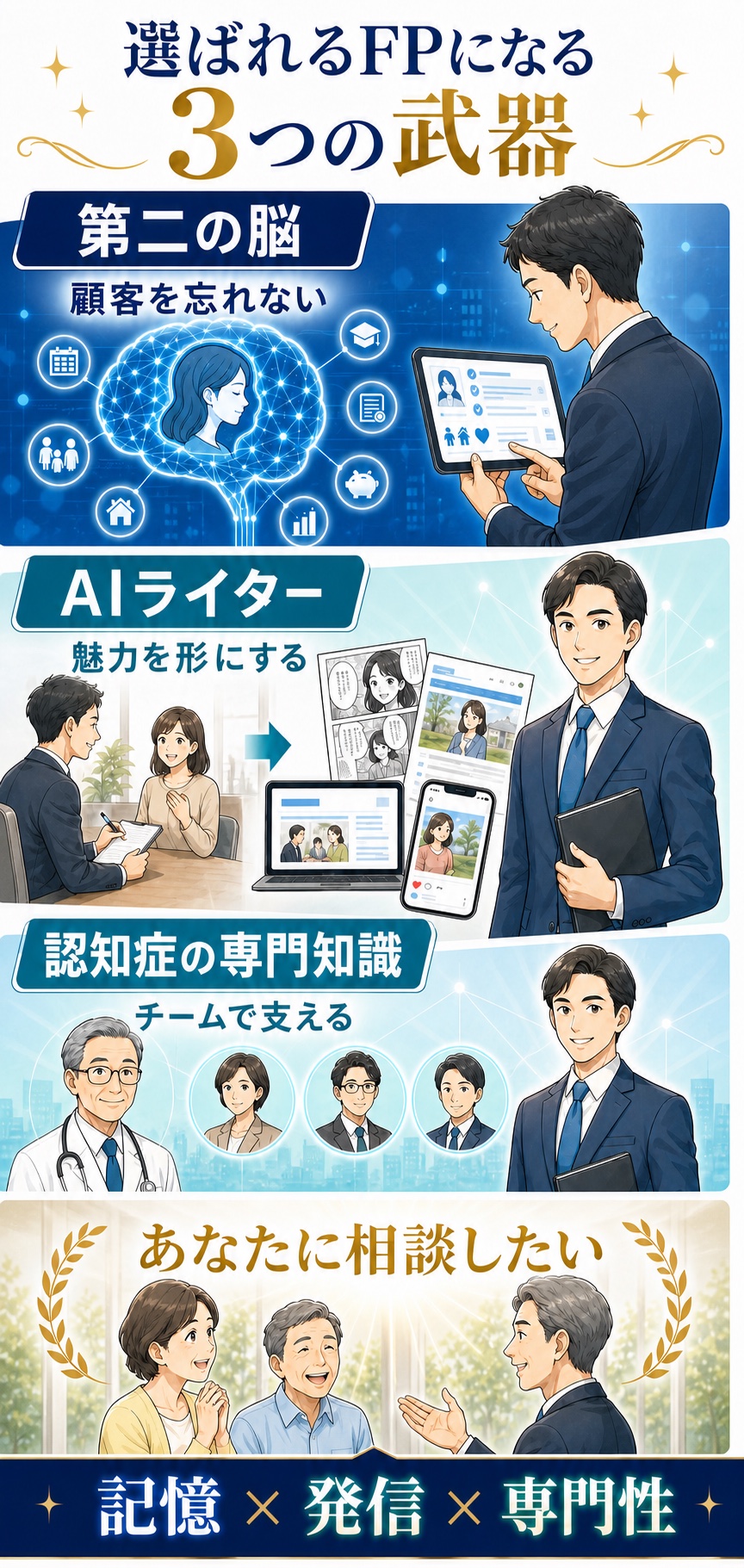 選ばれるFPになるための第二の脳、AIライター、認知症の専門知識という3つの武器