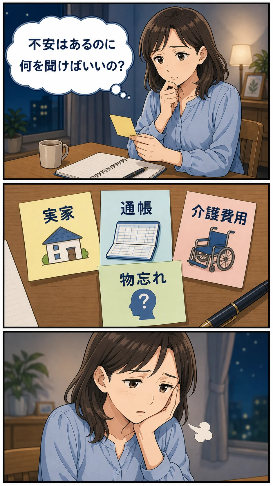 親のことで不安はあるのに何を聞けばいいか分からない漫画