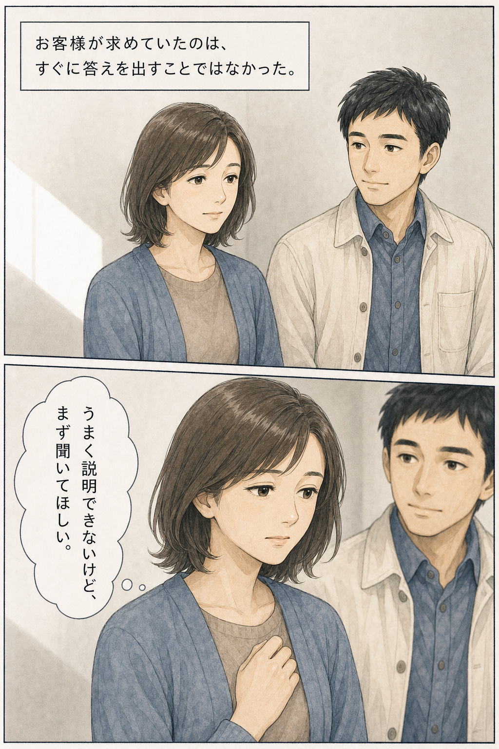 漫画 9/30：短いLINEの向こうで、答えより先に話を聞いてほしいと感じているお客様